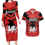 Custom Dragons Rugby ANZAC Couples Matching Long Sleeve Bodycon Dress and Hawaiian Shirt Gallipoli Soldier With Aboriginal Art