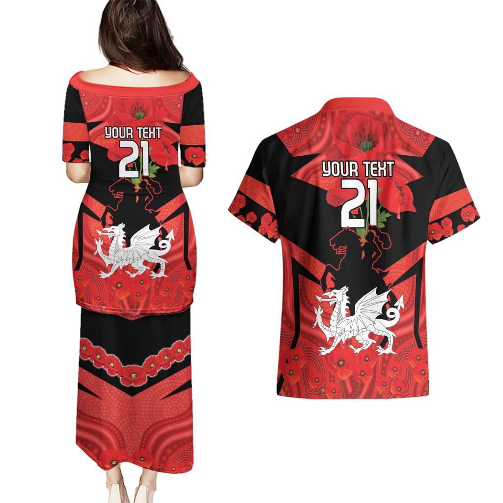 Custom Dragons Rugby ANZAC Couples Matching Puletasi and Hawaiian Shirt Gallipoli Soldier With Aboriginal Art