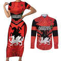 Custom Dragons Rugby ANZAC Couples Matching Short Sleeve Bodycon Dress and Long Sleeve Button Shirt Gallipoli Soldier With Aboriginal Art