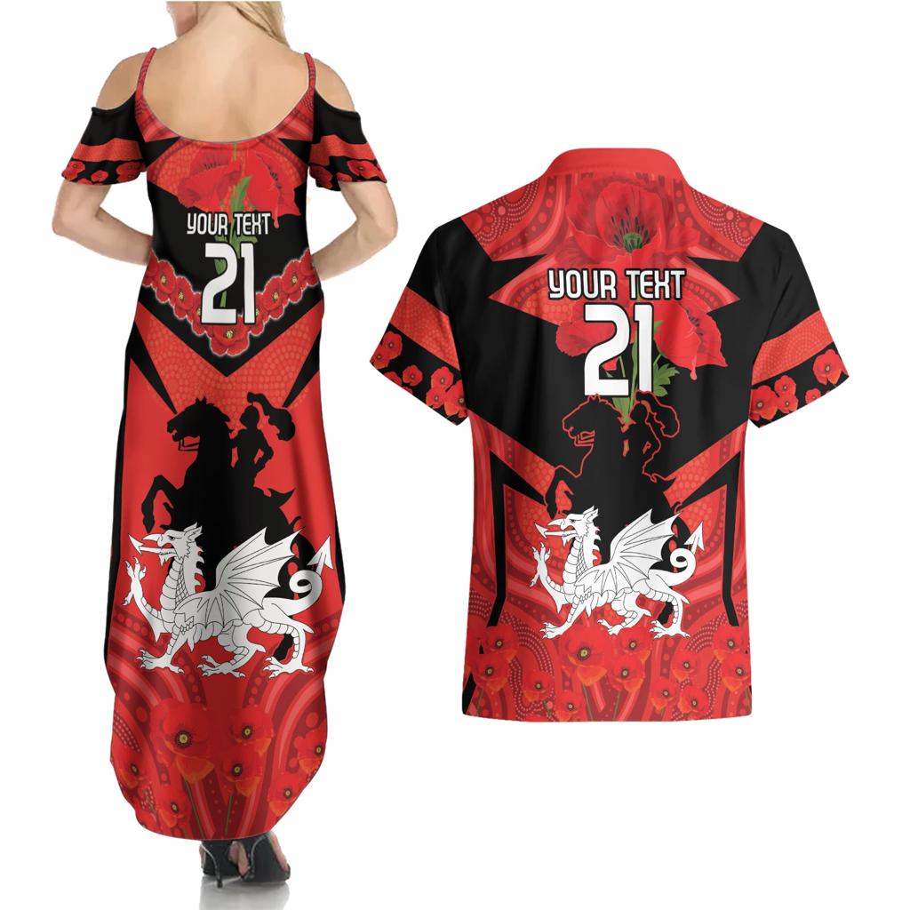 Custom Dragons Rugby ANZAC Couples Matching Summer Maxi Dress and Hawaiian Shirt Gallipoli Soldier With Aboriginal Art