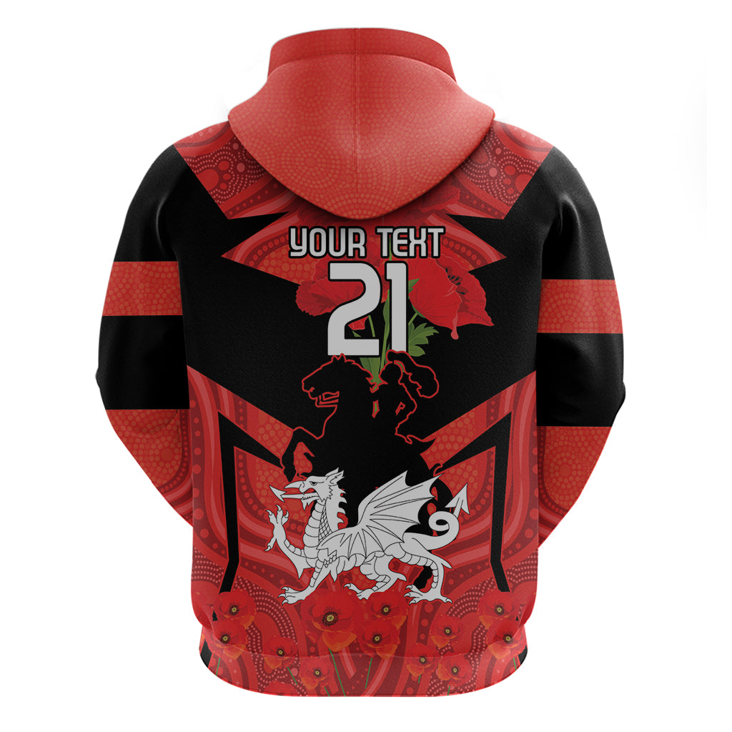 Custom Dragons Rugby ANZAC Hoodie Gallipoli Soldier With Aboriginal Art
