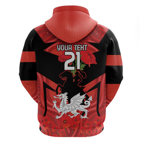 Custom Dragons Rugby ANZAC Hoodie Gallipoli Soldier With Aboriginal Art