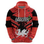 Custom Dragons Rugby ANZAC Hoodie Gallipoli Soldier With Aboriginal Art
