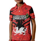 Custom Dragons Rugby ANZAC Kid Polo Shirt Gallipoli Soldier With Aboriginal Art