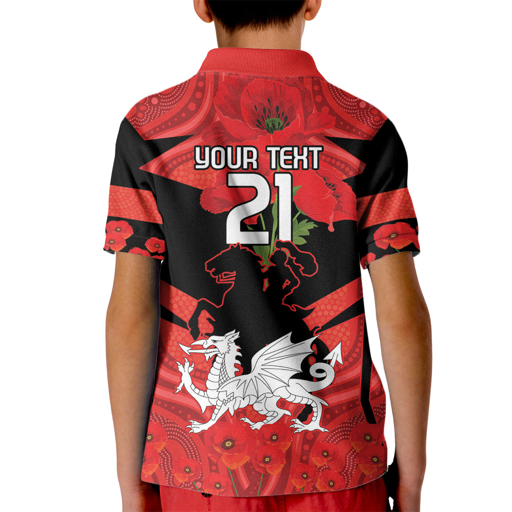 Custom Dragons Rugby ANZAC Kid Polo Shirt Gallipoli Soldier With Aboriginal Art