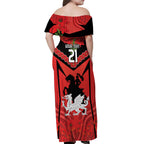 Custom Dragons Rugby ANZAC Off Shoulder Maxi Dress Gallipoli Soldier With Aboriginal Art