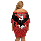 Custom Dragons Rugby ANZAC Off Shoulder Short Dress Gallipoli Soldier With Aboriginal Art