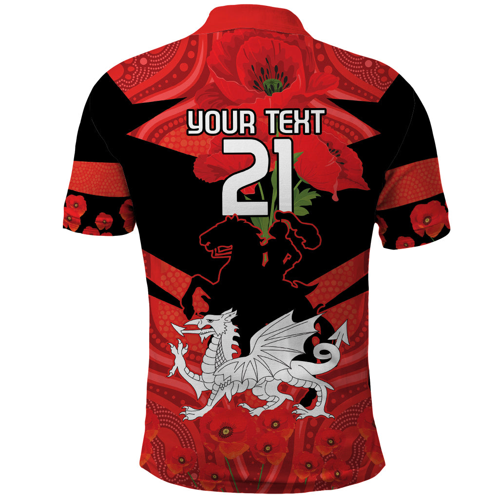 Custom Dragons Rugby ANZAC Polo Shirt Gallipoli Soldier With Aboriginal Art