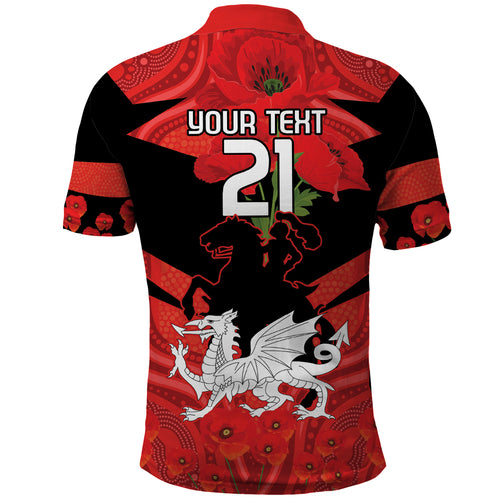 Custom Dragons Rugby ANZAC Polo Shirt Gallipoli Soldier With Aboriginal Art
