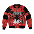 Custom Dragons Rugby ANZAC Sleeve Zip Bomber Jacket Gallipoli Soldier With Aboriginal Art