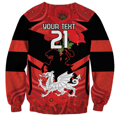 Custom Dragons Rugby ANZAC Sweatshirt Gallipoli Soldier With Aboriginal Art