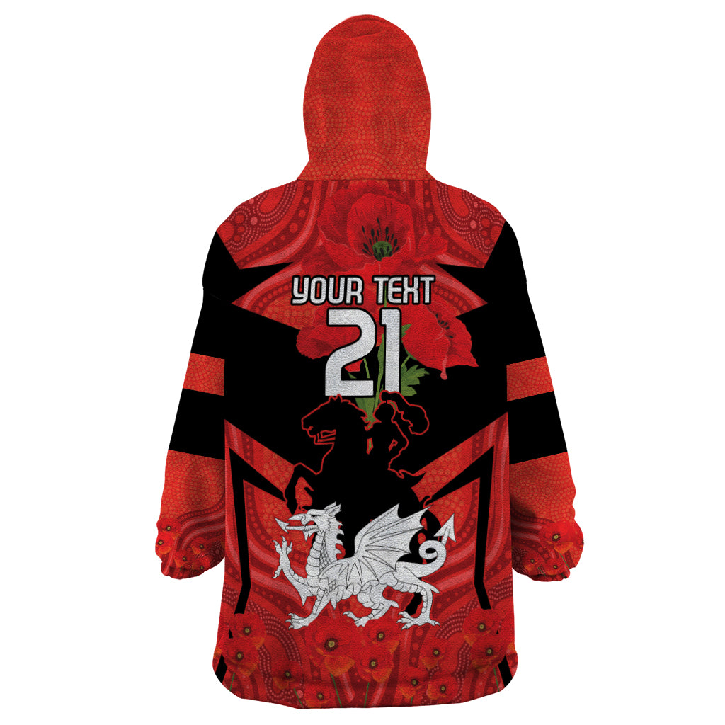 Custom Dragons Rugby ANZAC Wearable Blanket Hoodie Gallipoli Soldier With Aboriginal Art
