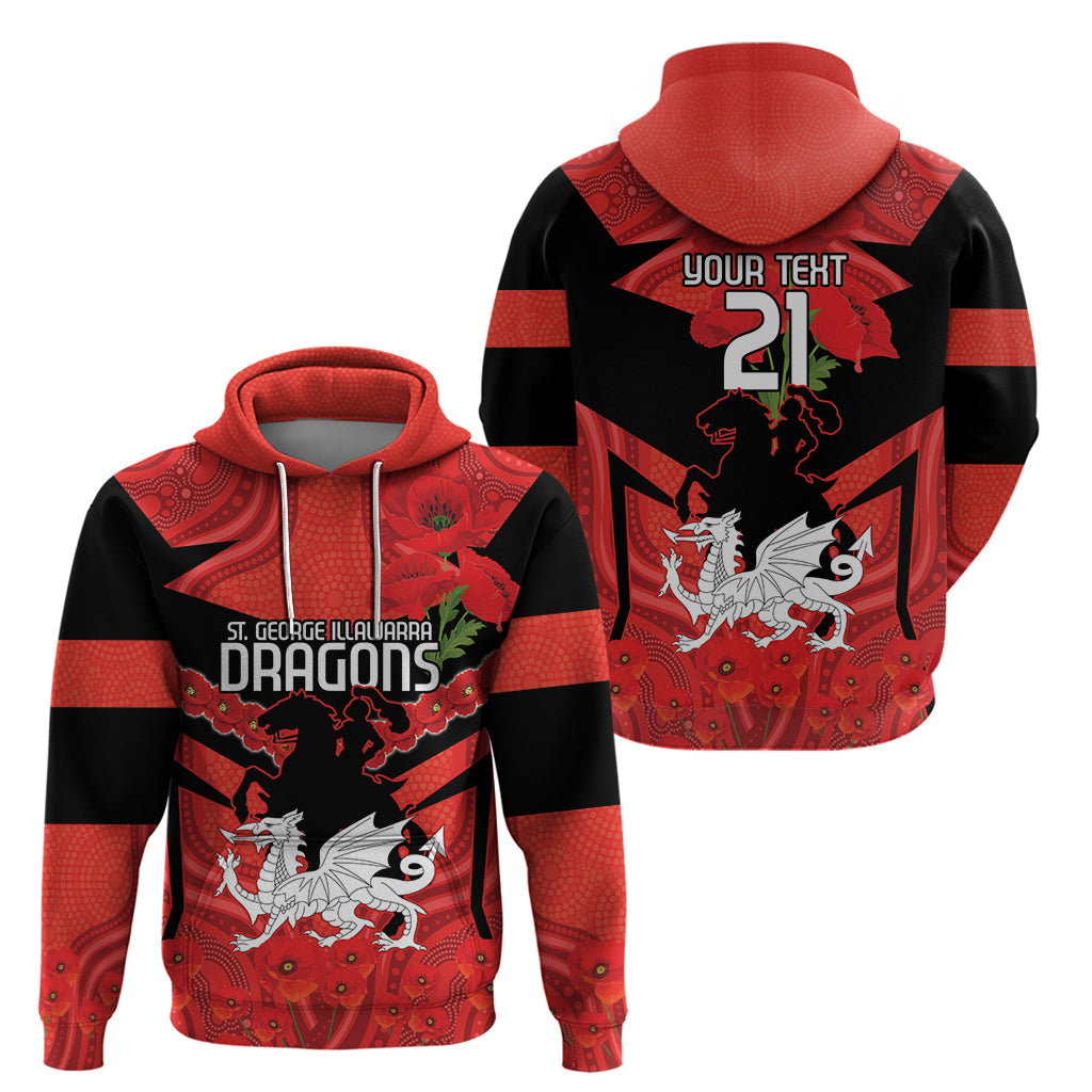 Custom Dragons Rugby ANZAC Zip Hoodie Gallipoli Soldier With Aboriginal Art
