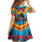 Custom GLD Titans Rugby ANZAC Family Matching Summer Maxi Dress and Hawaiian Shirt Gallipoli Soldier With Aboriginal Art