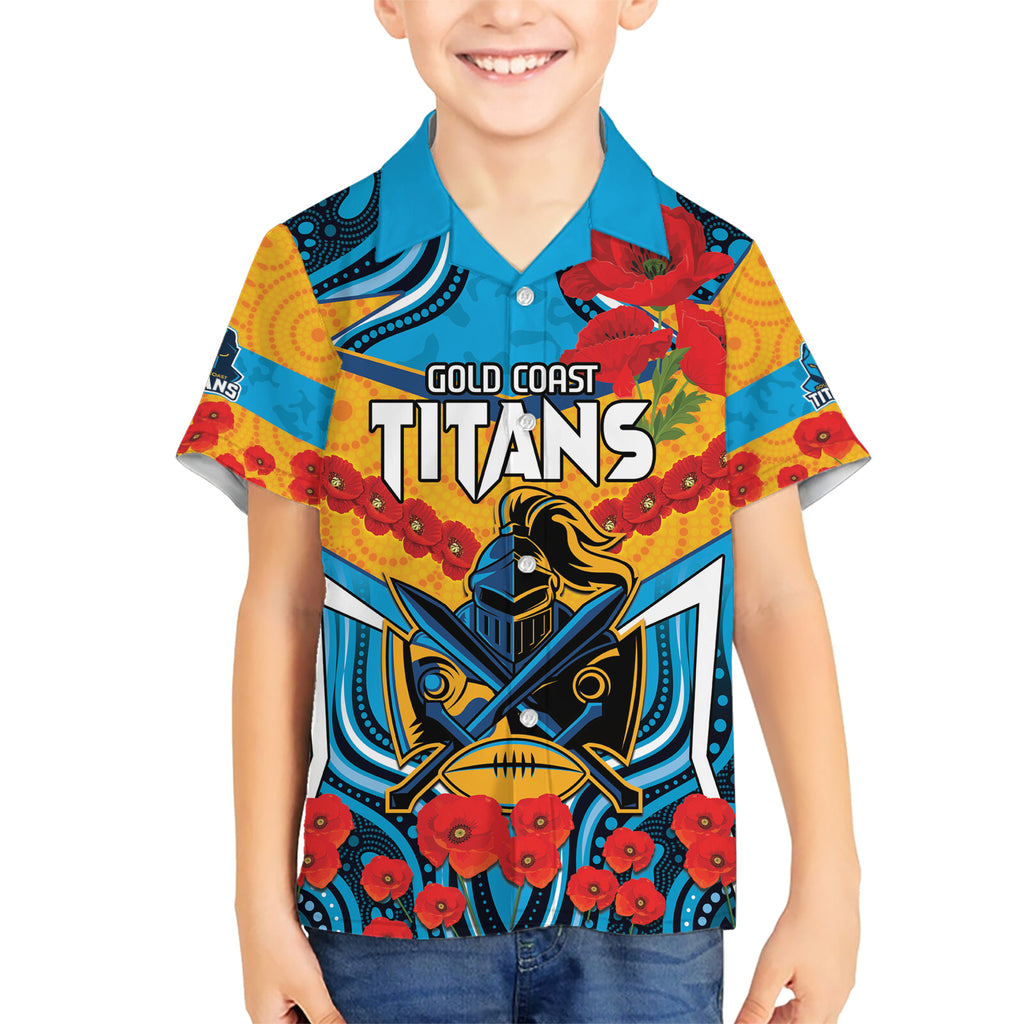 Custom GLD Titans Rugby ANZAC Hawaiian Shirt Gallipoli Soldier With Aboriginal Art