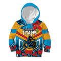 Custom GLD Titans Rugby ANZAC Kid Hoodie Gallipoli Soldier With Aboriginal Art