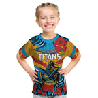 Custom GLD Titans Rugby ANZAC Kid T Shirt Gallipoli Soldier With Aboriginal Art