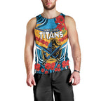 Custom GLD Titans Rugby ANZAC Men Tank Top Gallipoli Soldier With Aboriginal Art