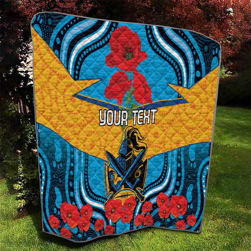 Custom GLD Titans Rugby ANZAC Quilt Gallipoli Soldier With Aboriginal Art