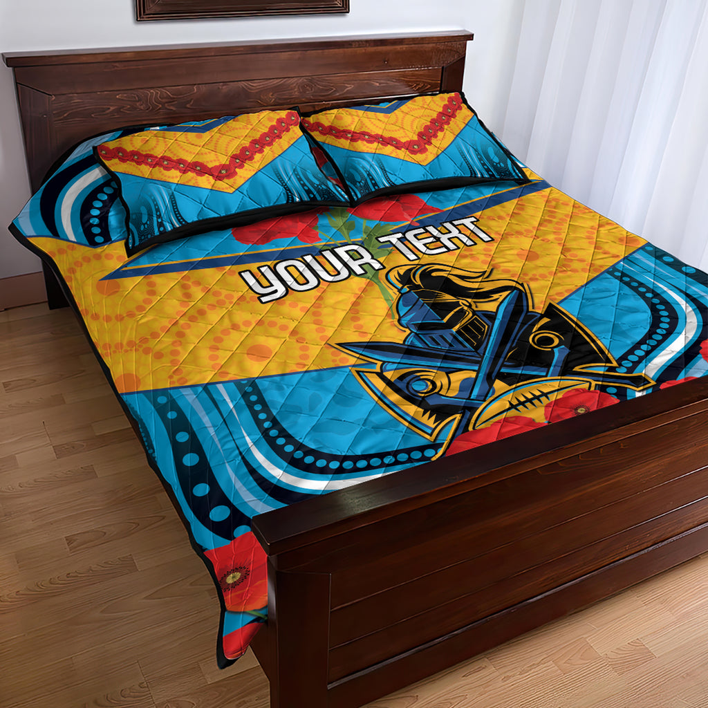 Custom GLD Titans Rugby ANZAC Quilt Bed Set Gallipoli Soldier With Aboriginal Art