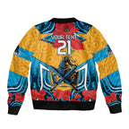 Custom GLD Titans Rugby ANZAC Sleeve Zip Bomber Jacket Gallipoli Soldier With Aboriginal Art