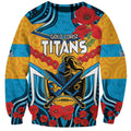 Custom GLD Titans Rugby ANZAC Sweatshirt Gallipoli Soldier With Aboriginal Art