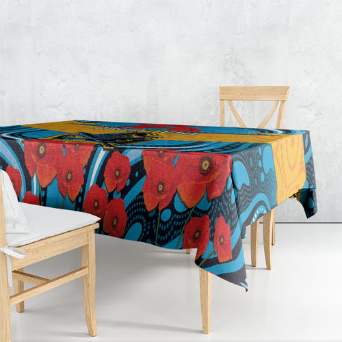 Custom GLD Titans Rugby ANZAC Tablecloth Gallipoli Soldier With Aboriginal Art