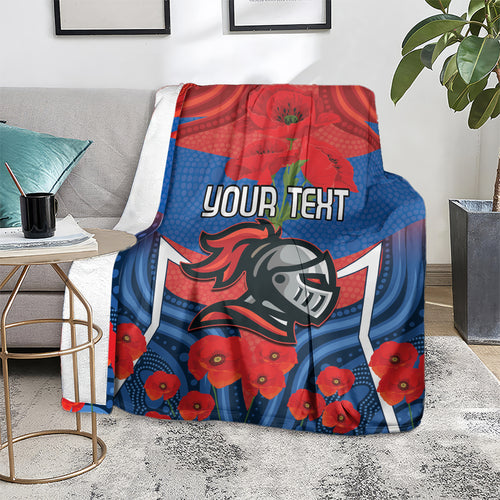 Custom Knights Rugby ANZAC Blanket Novocastrians Gallipoli Soldier With Aboriginal Art
