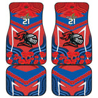 Custom Knights Rugby ANZAC Car Mats Novocastrians Gallipoli Soldier With Aboriginal Art