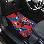 Custom Knights Rugby ANZAC Car Mats Novocastrians Gallipoli Soldier With Aboriginal Art