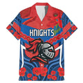 Custom Knights Rugby ANZAC Family Matching Mermaid Dress and Hawaiian Shirt Novocastrians Gallipoli Soldier With Aboriginal Art