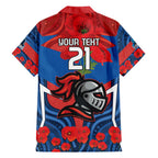 Custom Knights Rugby ANZAC Hawaiian Shirt Novocastrians Gallipoli Soldier With Aboriginal Art