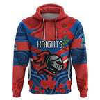 Custom Knights Rugby ANZAC Hoodie Novocastrians Gallipoli Soldier With Aboriginal Art