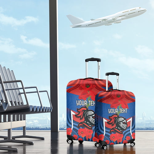 Custom Knights Rugby ANZAC Luggage Cover Novocastrians Gallipoli Soldier With Aboriginal Art