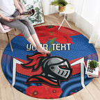 Custom Knights Rugby ANZAC Round Carpet Novocastrians Gallipoli Soldier With Aboriginal Art