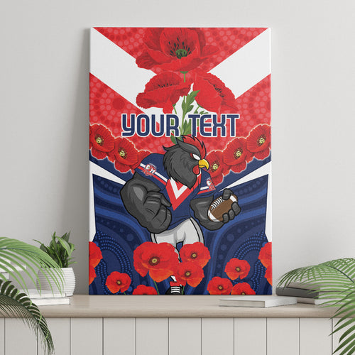 Custom Roosters Rugby ANZAC Canvas Wall Art Sydney Gallipoli Soldier With Aboriginal Art