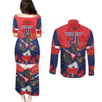 Custom Roosters Rugby ANZAC Couples Matching Puletasi and Long Sleeve Button Shirt Sydney Gallipoli Soldier With Aboriginal Art
