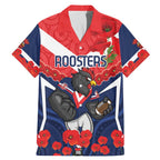 Custom Roosters Rugby ANZAC Family Matching Mermaid Dress and Hawaiian Shirt Sydney Gallipoli Soldier With Aboriginal Art