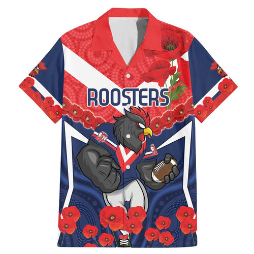 Custom Roosters Rugby ANZAC Family Matching Mermaid Dress and Hawaiian Shirt Sydney Gallipoli Soldier With Aboriginal Art