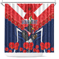 Custom Roosters Rugby ANZAC Shower Curtain Sydney Gallipoli Soldier With Aboriginal Art