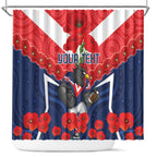 Custom Roosters Rugby ANZAC Shower Curtain Sydney Gallipoli Soldier With Aboriginal Art