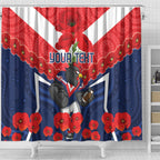 Custom Roosters Rugby ANZAC Shower Curtain Sydney Gallipoli Soldier With Aboriginal Art