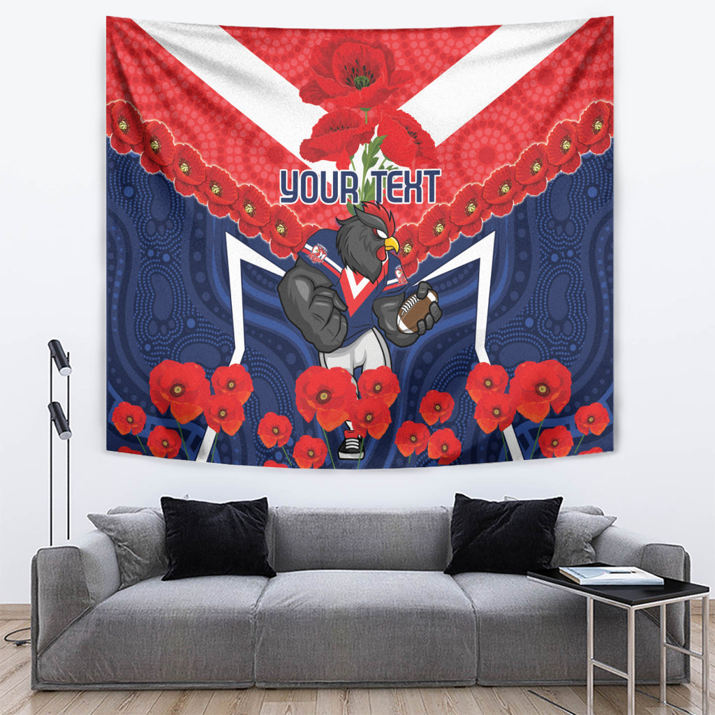 Custom Roosters Rugby ANZAC Tapestry Sydney Gallipoli Soldier With Aboriginal Art