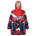 Custom Roosters Rugby ANZAC Wearable Blanket Hoodie Sydney Gallipoli Soldier With Aboriginal Art