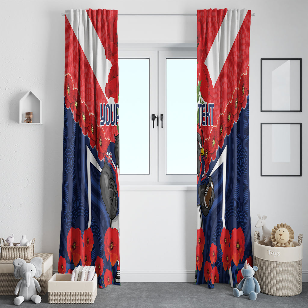Custom Roosters Rugby ANZAC Window Curtain Sydney Gallipoli Soldier With Aboriginal Art