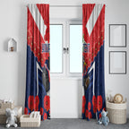 Custom Roosters Rugby ANZAC Window Curtain Sydney Gallipoli Soldier With Aboriginal Art