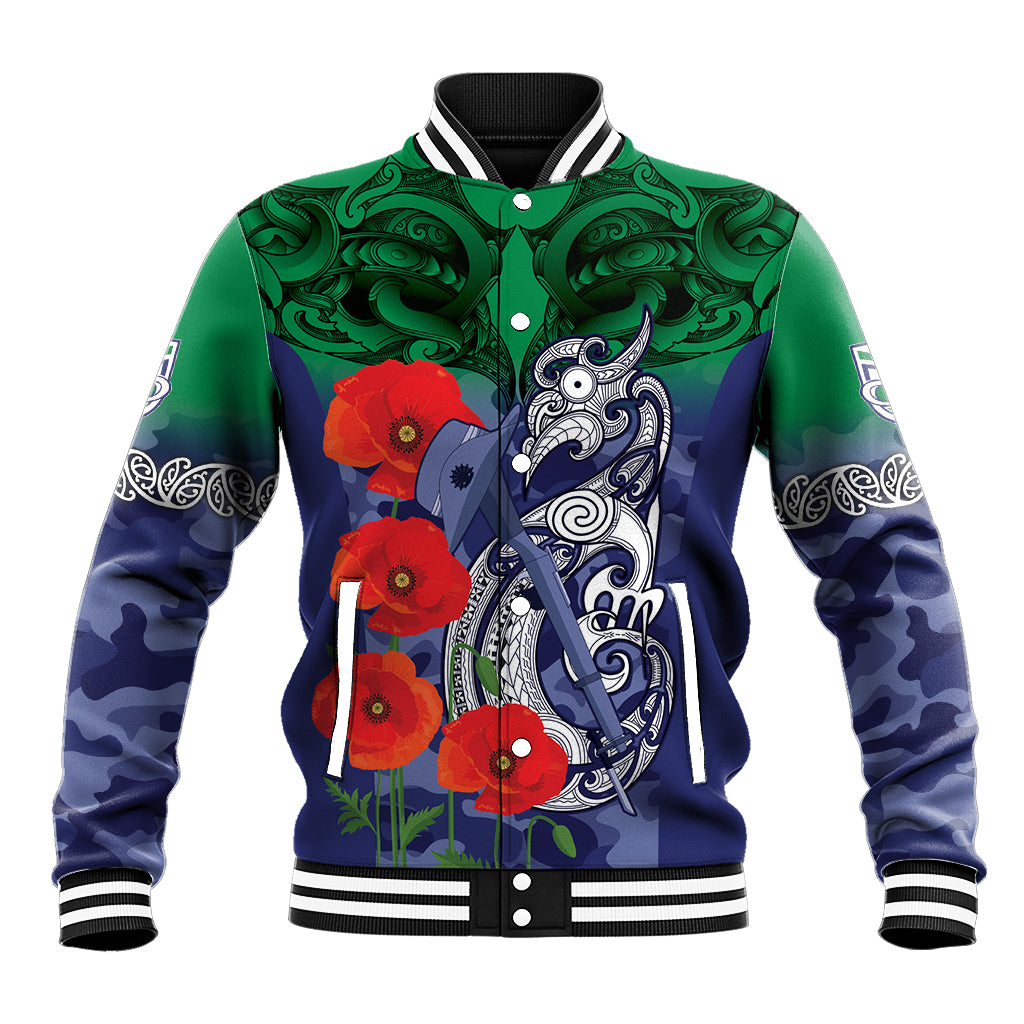 Custom Warriors Rugby ANZAC Baseball Jacket Gallipoli Soldier With Aboriginal Art