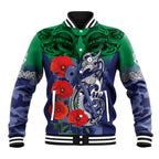Custom Warriors Rugby ANZAC Baseball Jacket Gallipoli Soldier With Aboriginal Art