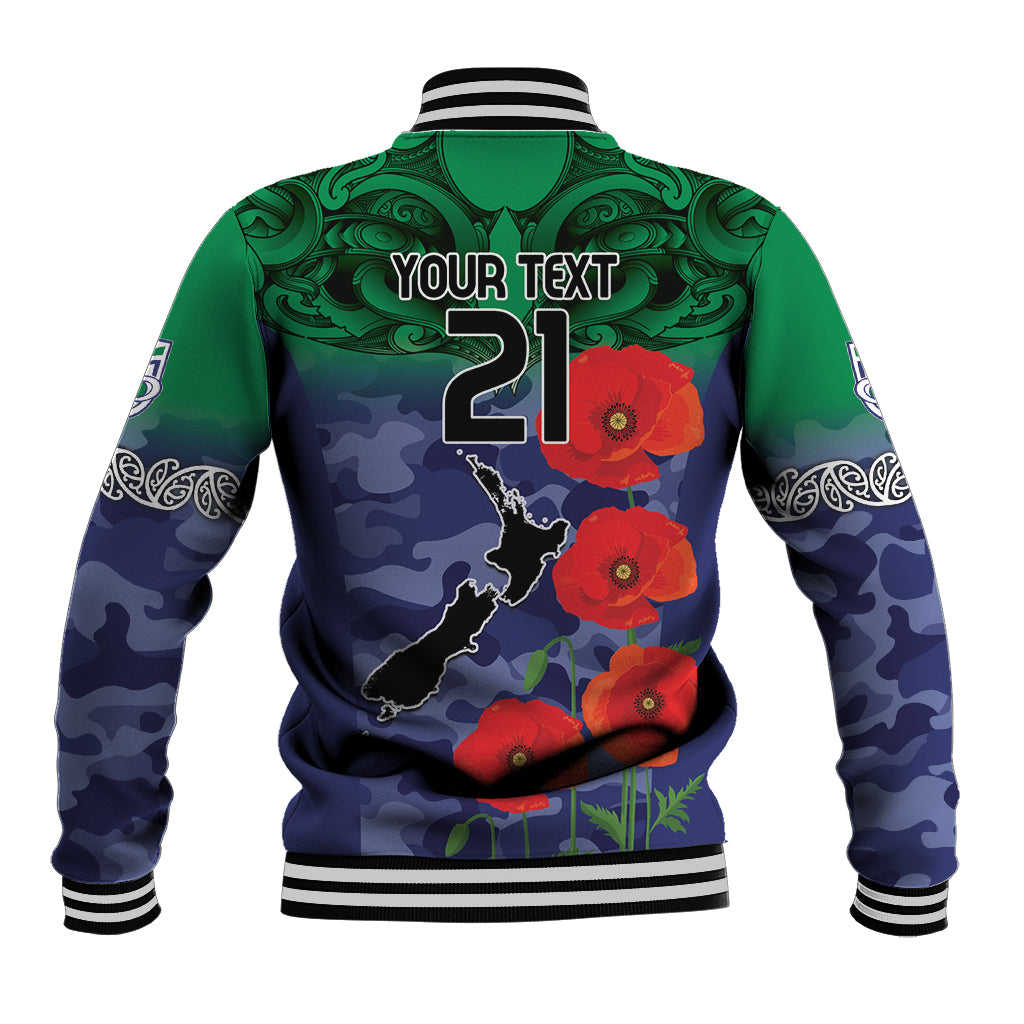 Custom Warriors Rugby ANZAC Baseball Jacket Gallipoli Soldier With Aboriginal Art