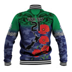 Custom Warriors Rugby ANZAC Baseball Jacket Gallipoli Soldier With Aboriginal Art